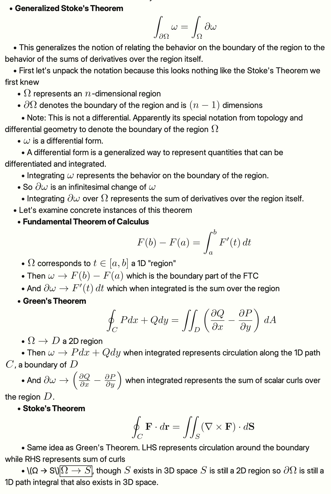 Generalized Stokes Theorem Note Tweet